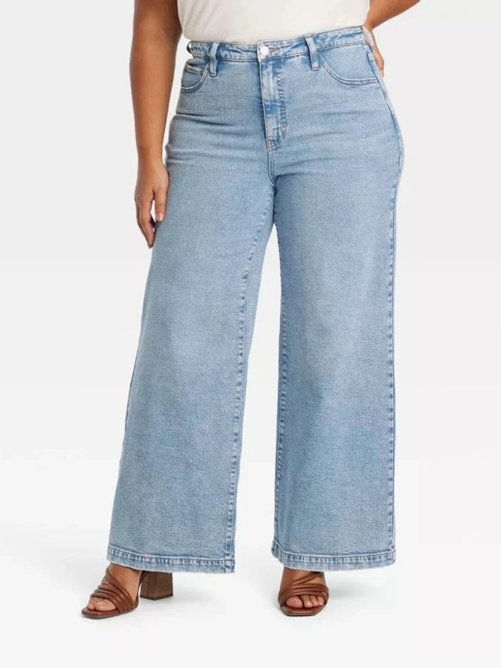 NWT Women's Ava & Viv Size 24 High-Rise Relaxed Fit Wide Leg Denim Jeans